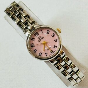 Vintage Jean Paul Pink Mother Of Pearl Women's Watch Elegant Silver Bracelet